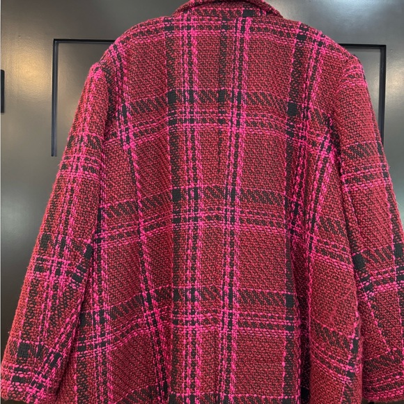 ❤️ELOQUII BOLD PINK, RED & BLACK DOUBLE BREASTED TWILL BLAZER - Picture 6 of 6